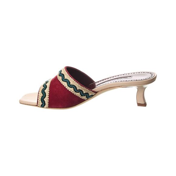 Manolo Blahnik Marebis 50 Suede Sandal, Red - Picture 2 of 5